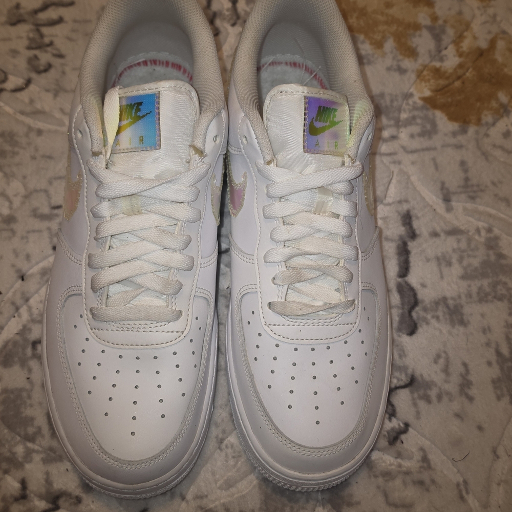 Nike Air Force 1 White Sneakers with Pastel Tie-Dye Accents